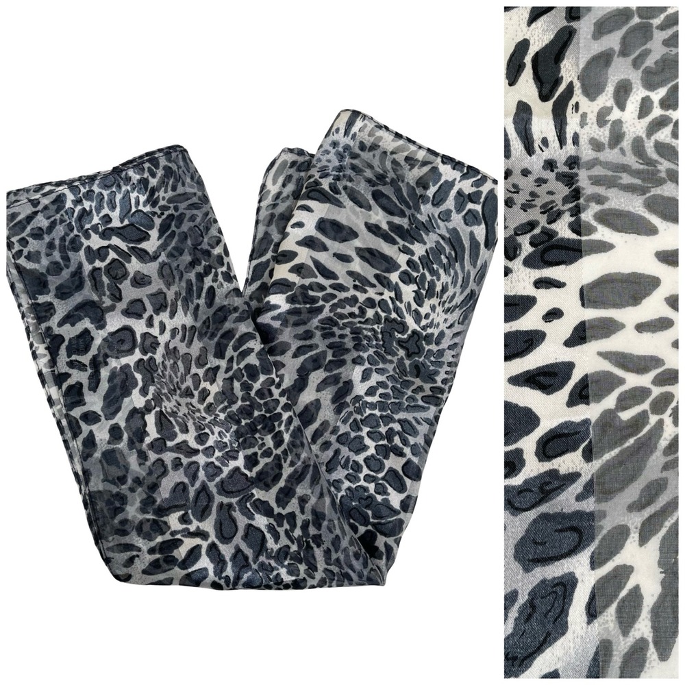 Vintage Isabella Black Leopard Animal Print Purse Neck Scarf 90s Y2K Rockabilly